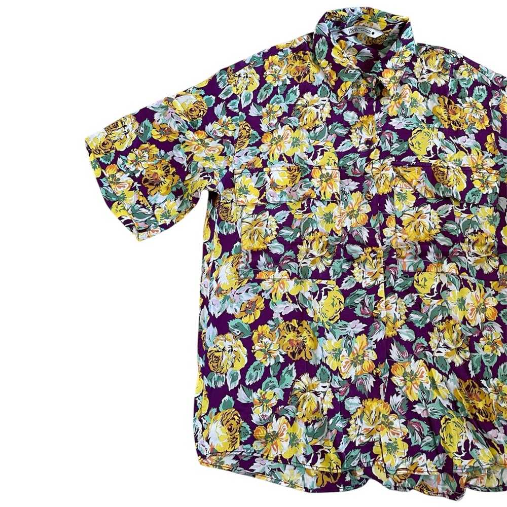 Zara Purple Floral Blouse - Picture 3 of 5